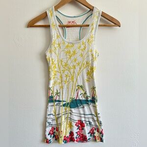 Free People Yellow and Red Tropical Tank Top